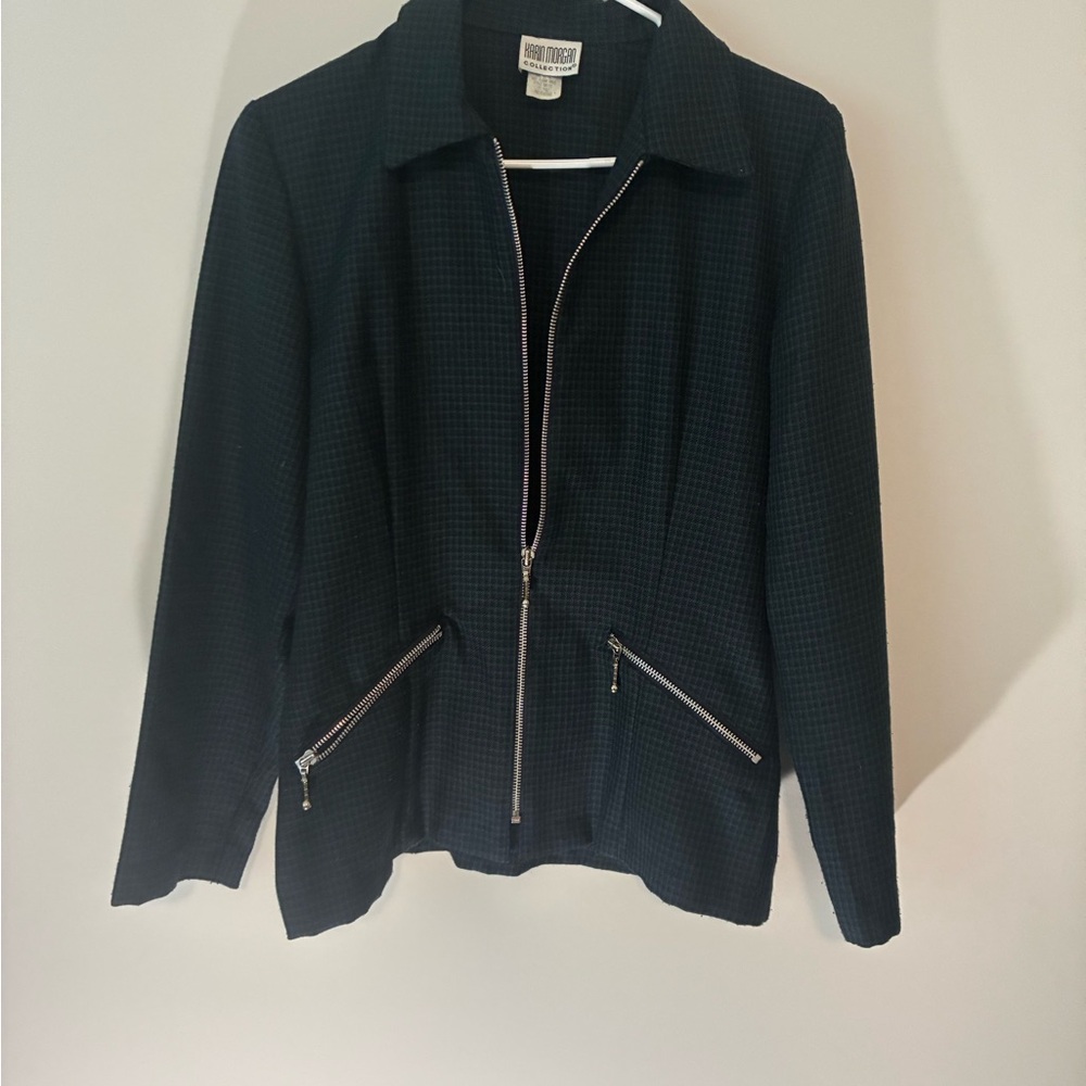 VINTAGE Dark Green and Black Textured Blazer